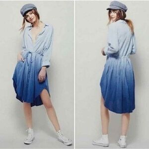 Free People Ray Of Light Extreme Button Down Dip Dye Midi Dress Size medium